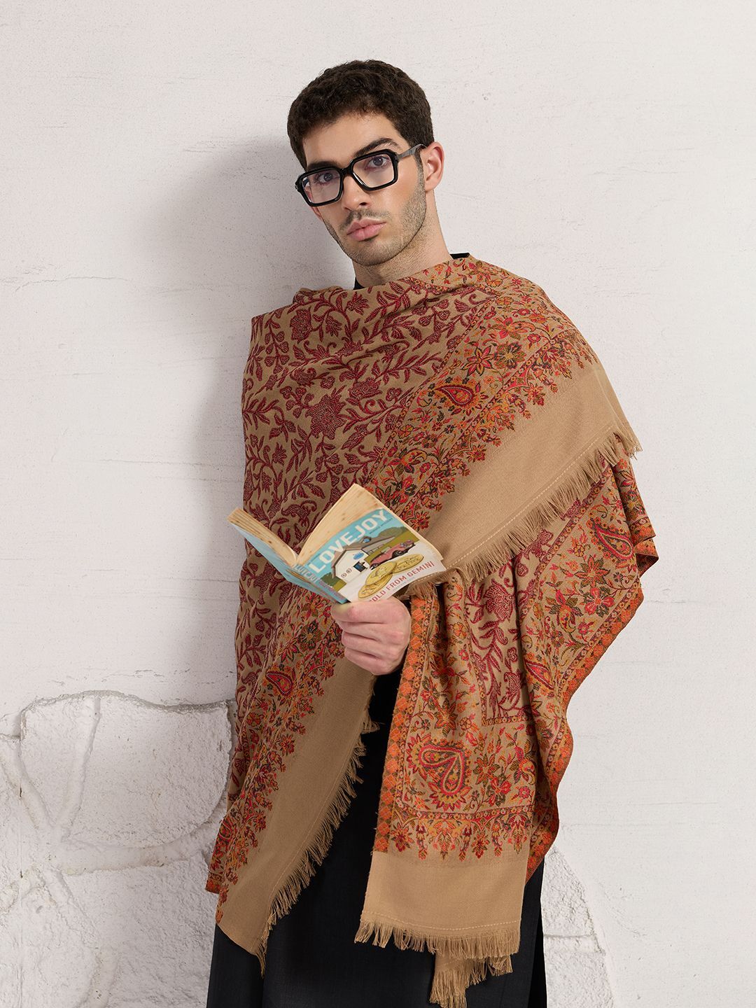 GREEN AGRITECH Pashmina, Wool Woven, Self Design Men Shawl