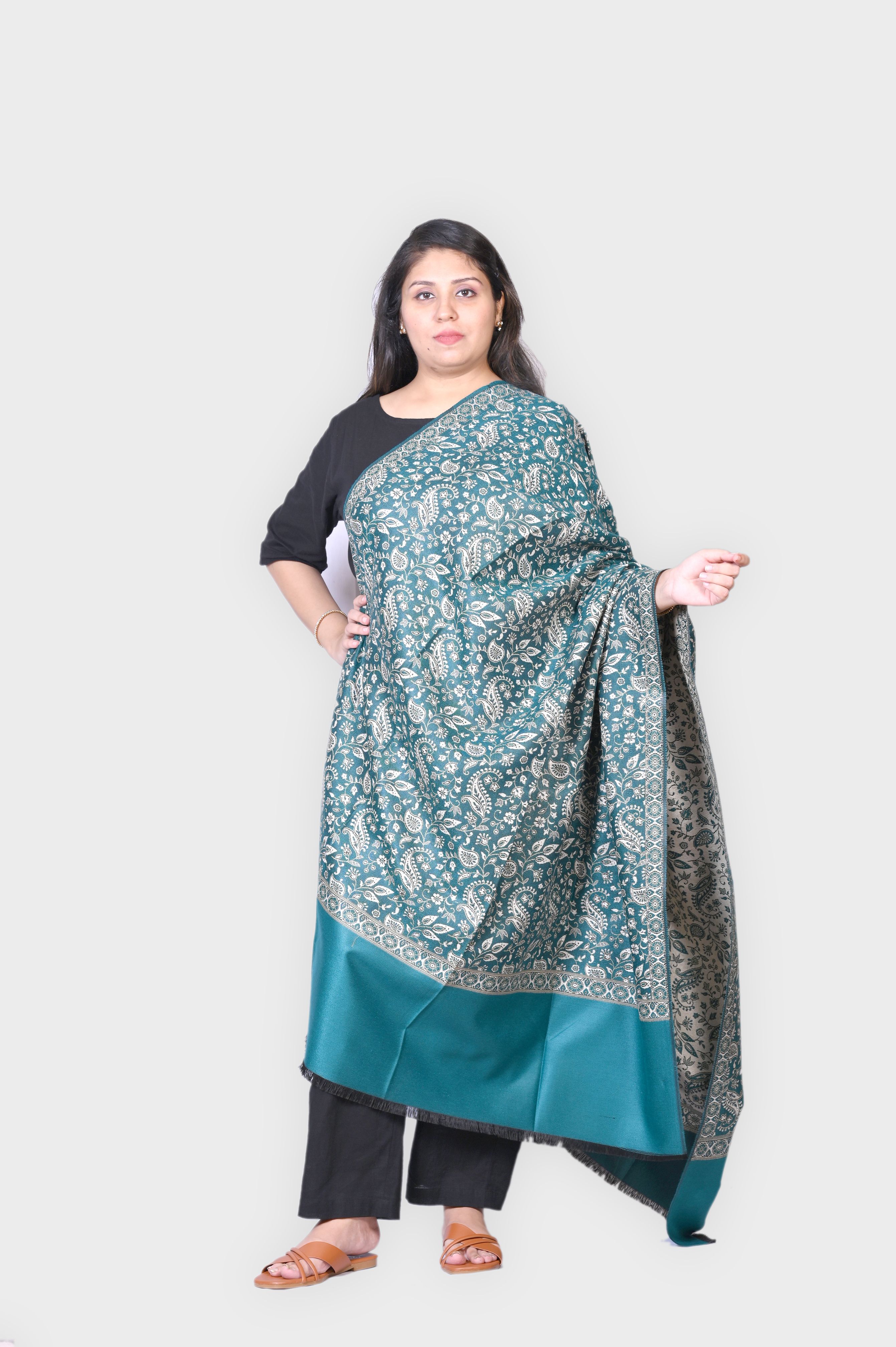 Allure Motifs Polyester Wool Blend Woven Men, Women Shawl-picture-19