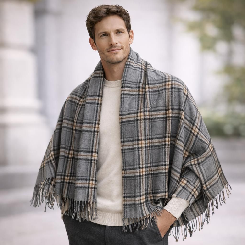 PRIMERISE Wool Checkered Men Shawl-picture-25