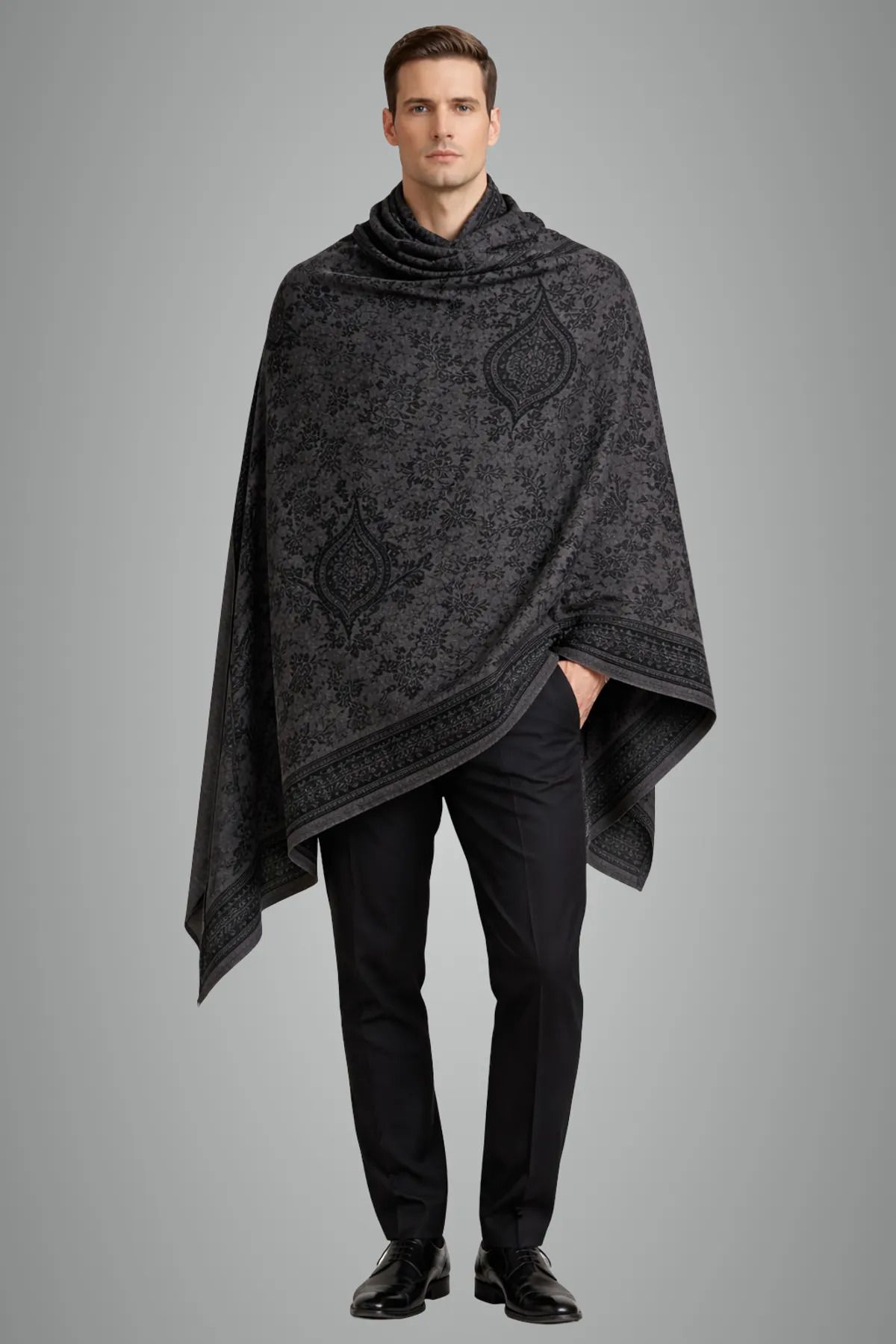 ROBEELA Wool, Viscose Floral Print, Paisley Men Shawl-picture-20