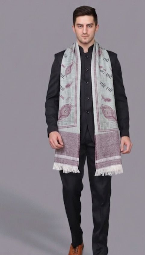 H doble dotts Poly Cotton Self Design Women, Men Shawl-picture-11