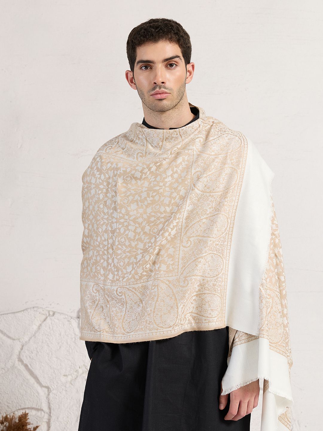 GREEN AGRITECH Viscose, Pashmina Woven, Self Design Men Shawl