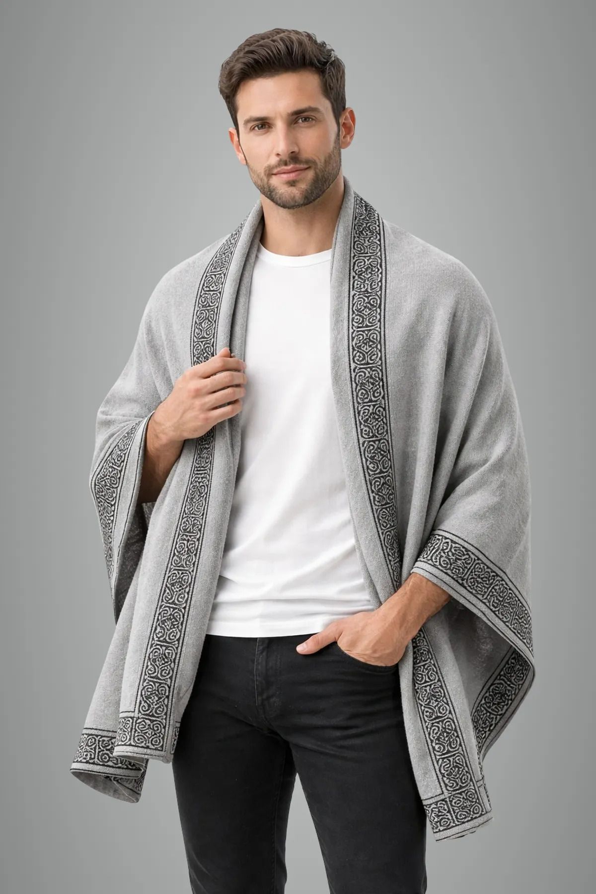 ROBEELA Wool, Viscose Woven Men Shawl-picture-43