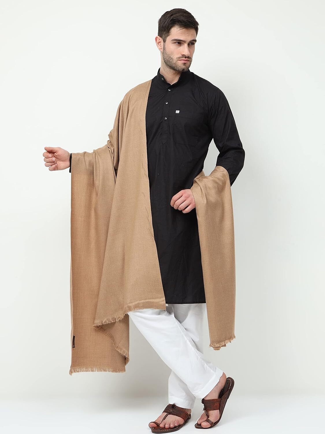 Kashmiri Thead Wool Self Design Men Shawl-picture-14