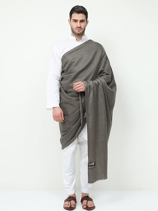 Kashmiri Thead Wool Self Design Men Shawl-picture-29