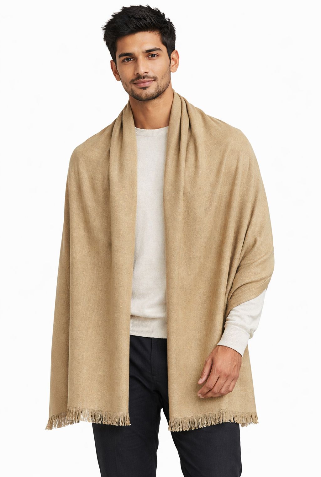 KASHMIRI HERITAGE Poly Cotton Solid Men Shawl-image-30