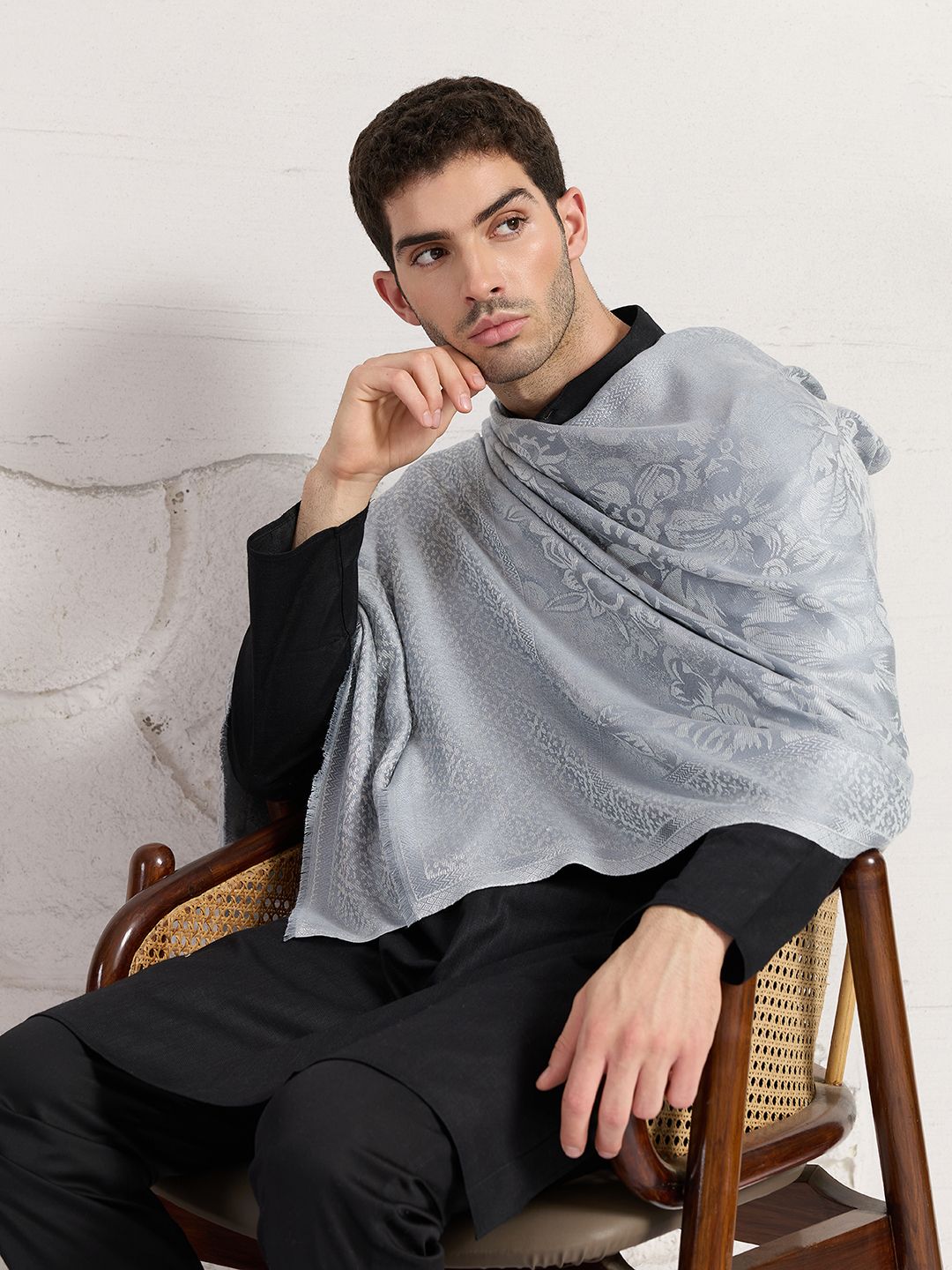 GREEN AGRITECH Viscose, Pashmina Woven, Self Design Men Shawl