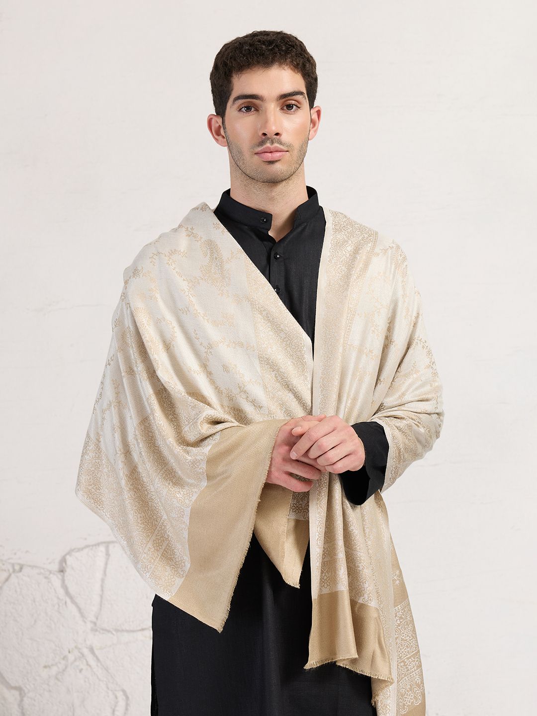 GREEN AGRITECH Viscose, Pashmina Woven, Self Design Men Shawl-image-37