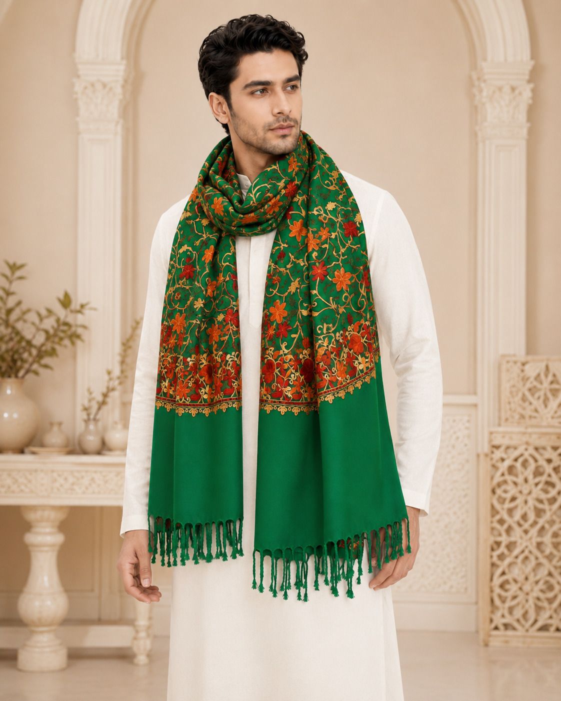 GK VILLA Polyester Wool Blend, Acrylic Embroidered Men Shawl-image-46