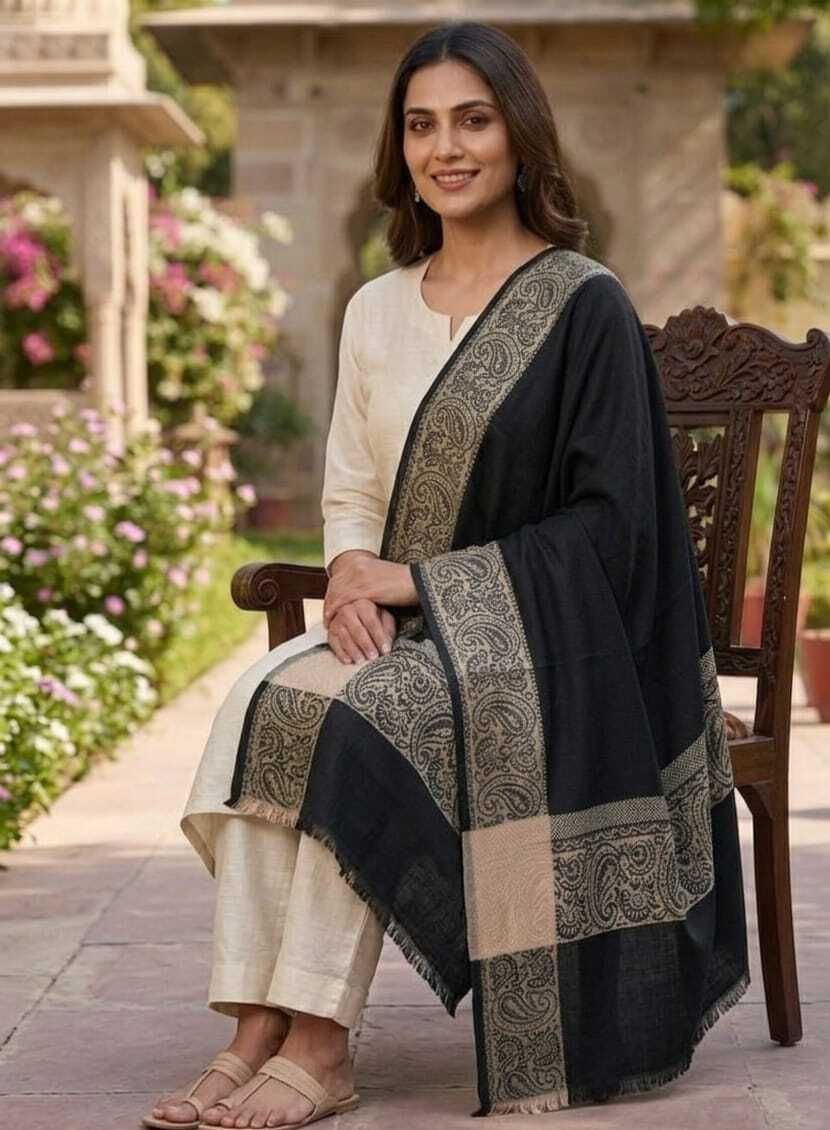 detek Polyester Wool Blend Self Design Women, Men Shawl-picture-27