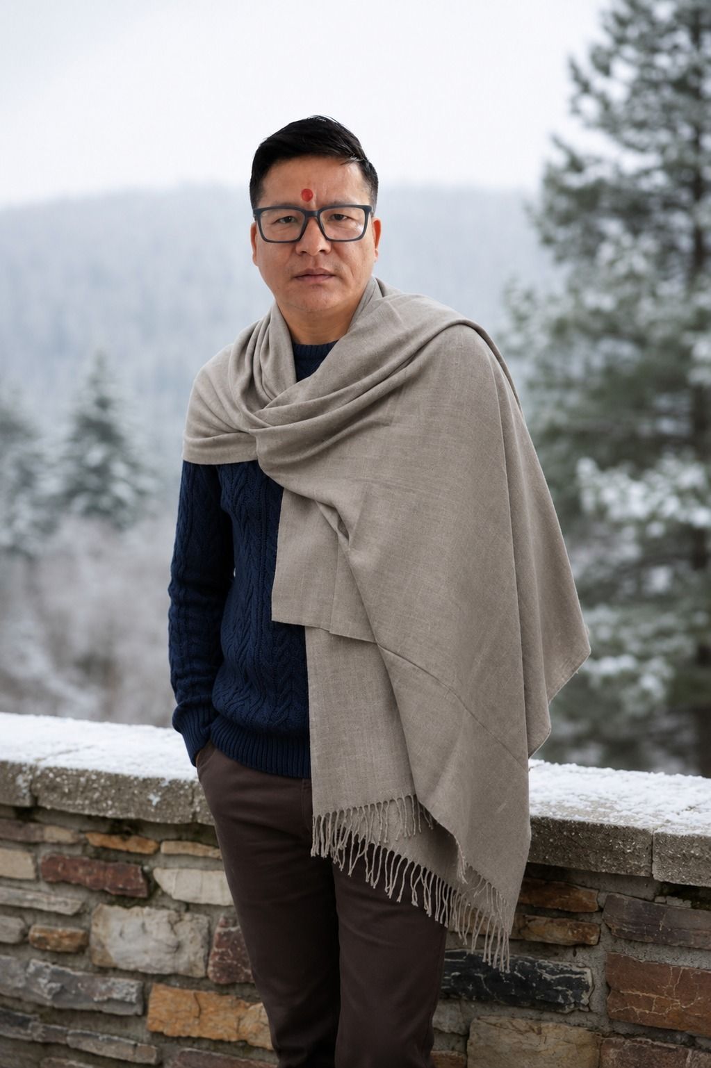 Himalayan munsyari store Wool Self Design Men Shawl-image-11