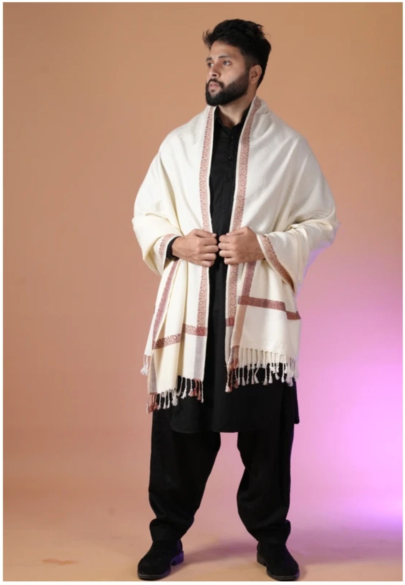 Braid N Cord Poly Wool Self Design Men Shawl-picture-28