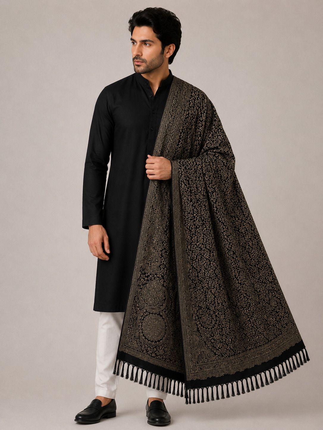 Noorfabric Poly Wool Printed Men Shawl-picture-32