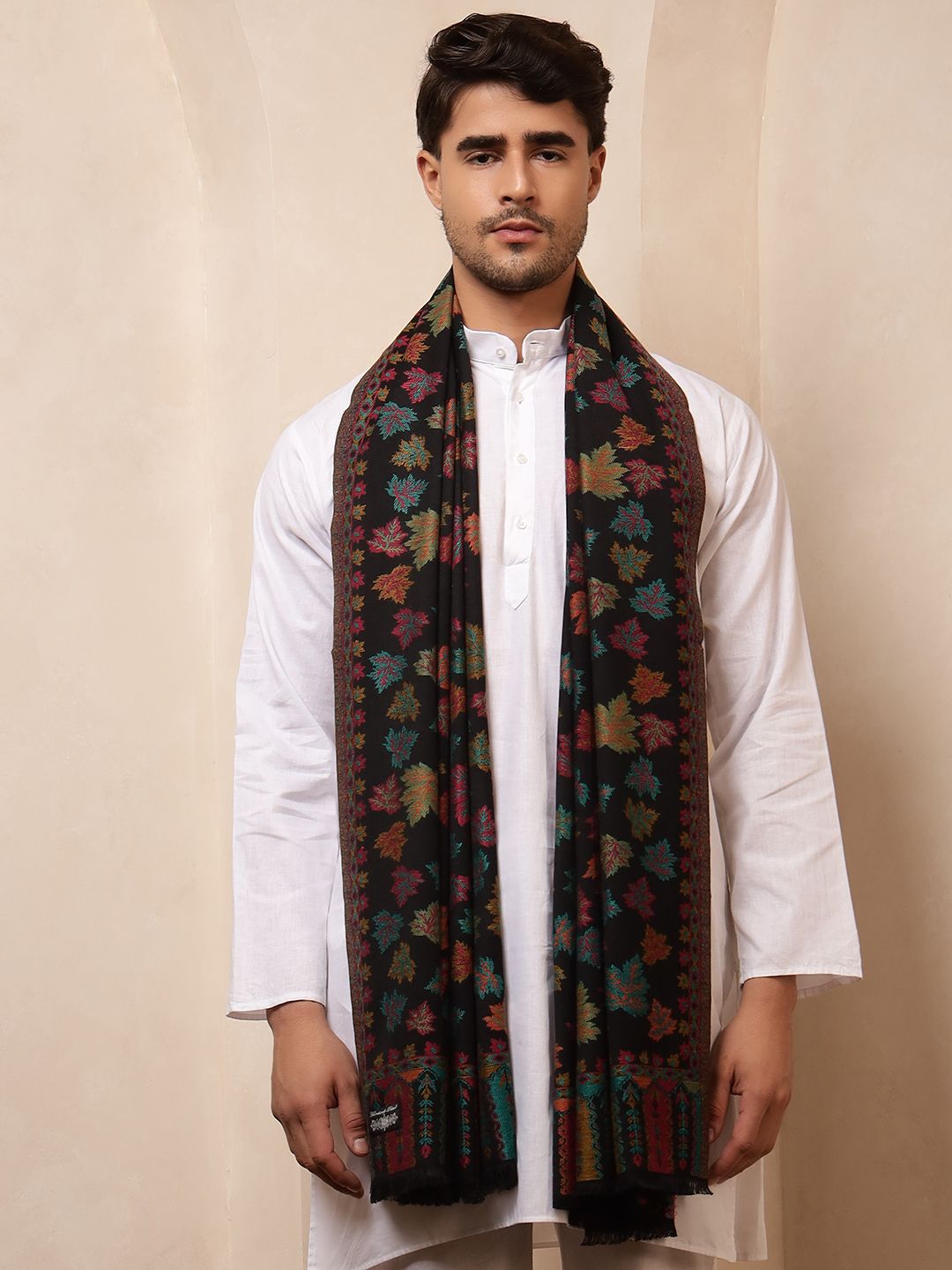 Ravaiyaa - Attitude Is Everything Wool Floral Print Men Shawl-picture-40