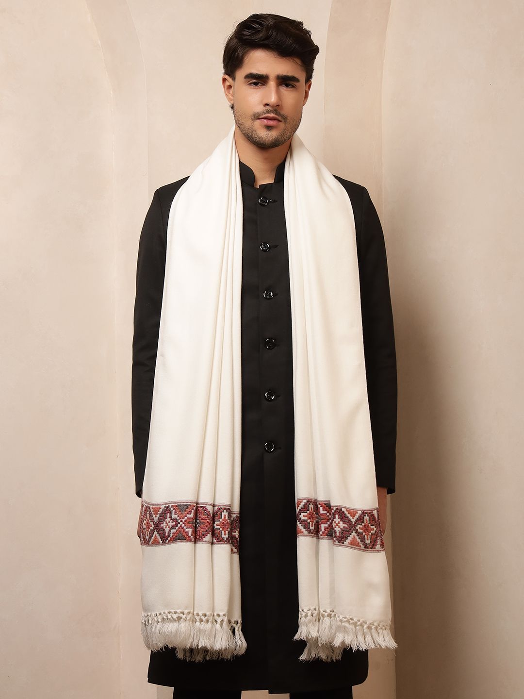 Ravaiyaa - Attitude Is Everything Wool Geometric Print Men Shawl-picture-14