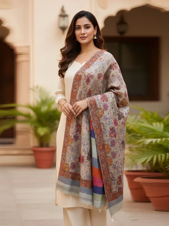 rangtoosh Wool Embroidered Men, Women Shawl-image-17