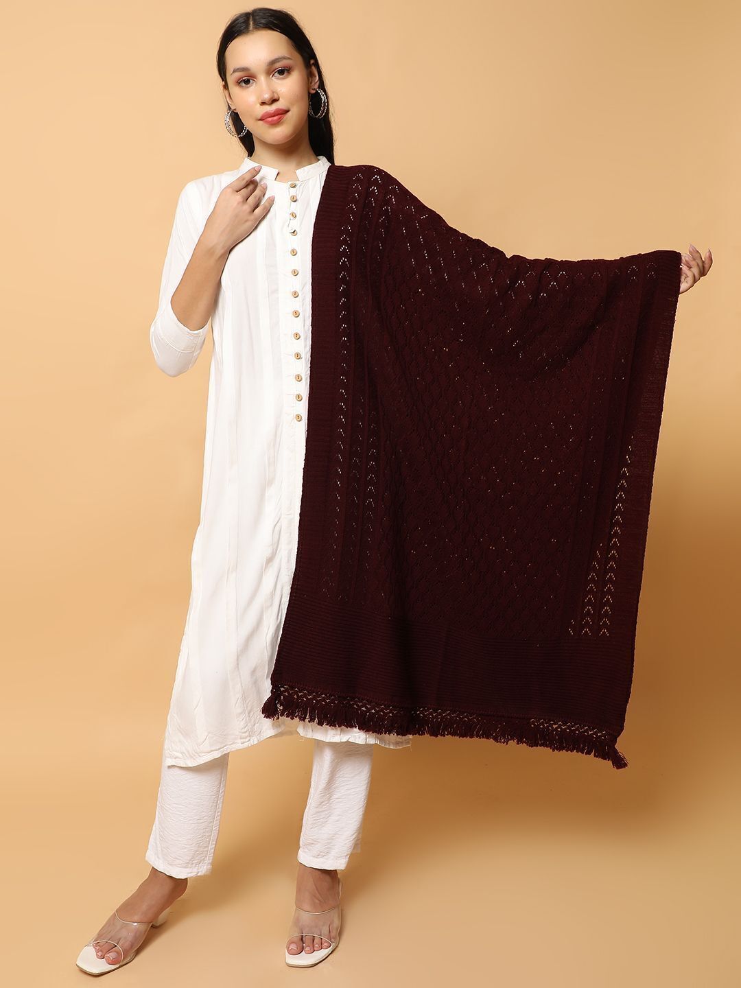 vesture Wool Self Design Women Shawl-picture-28
