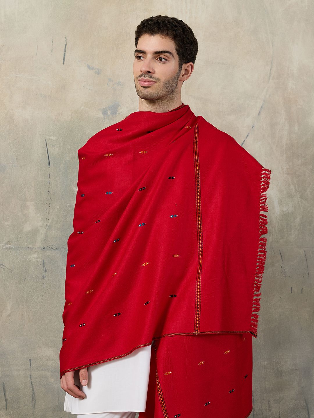 GREEN AGRITECH Acrylic, Wool Woven, Self Design Men Shawl