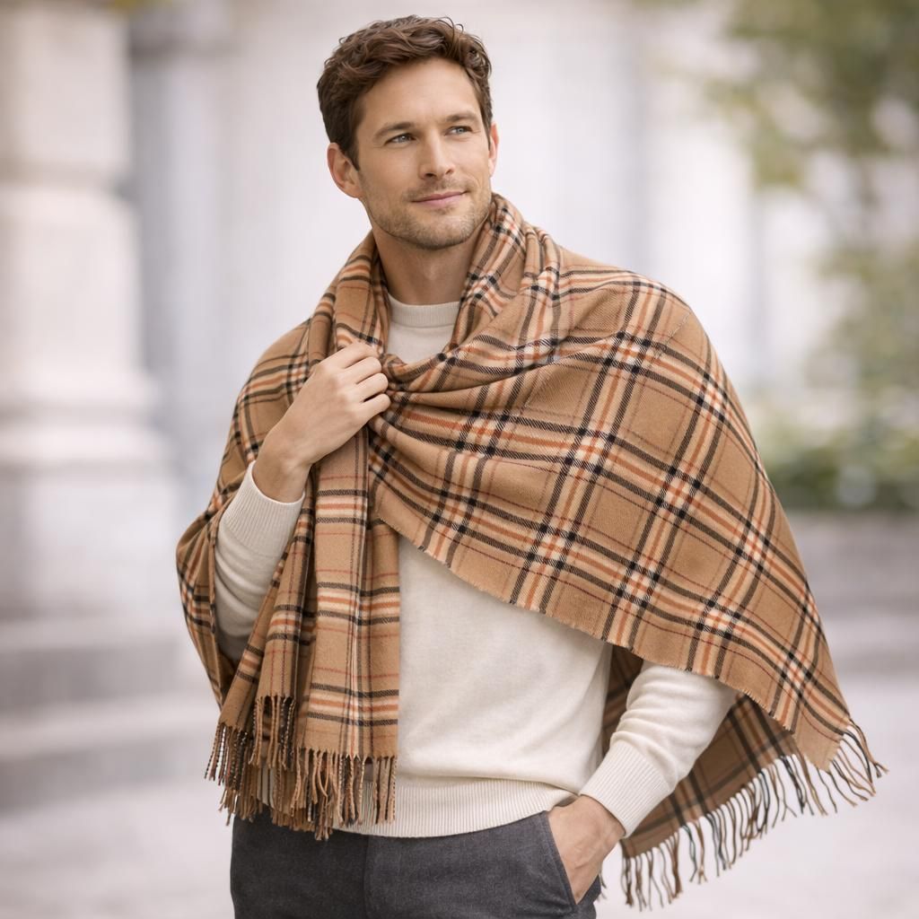 PRIMERISE Wool Checkered Men Shawl-picture-29