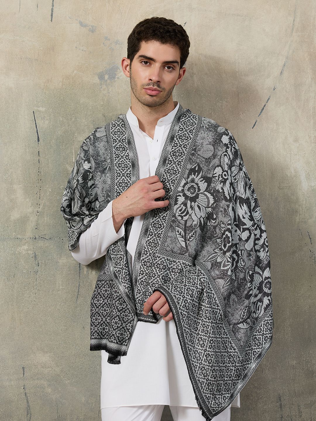 GREEN AGRITECH Viscose, Pashmina Woven, Self Design Men Shawl