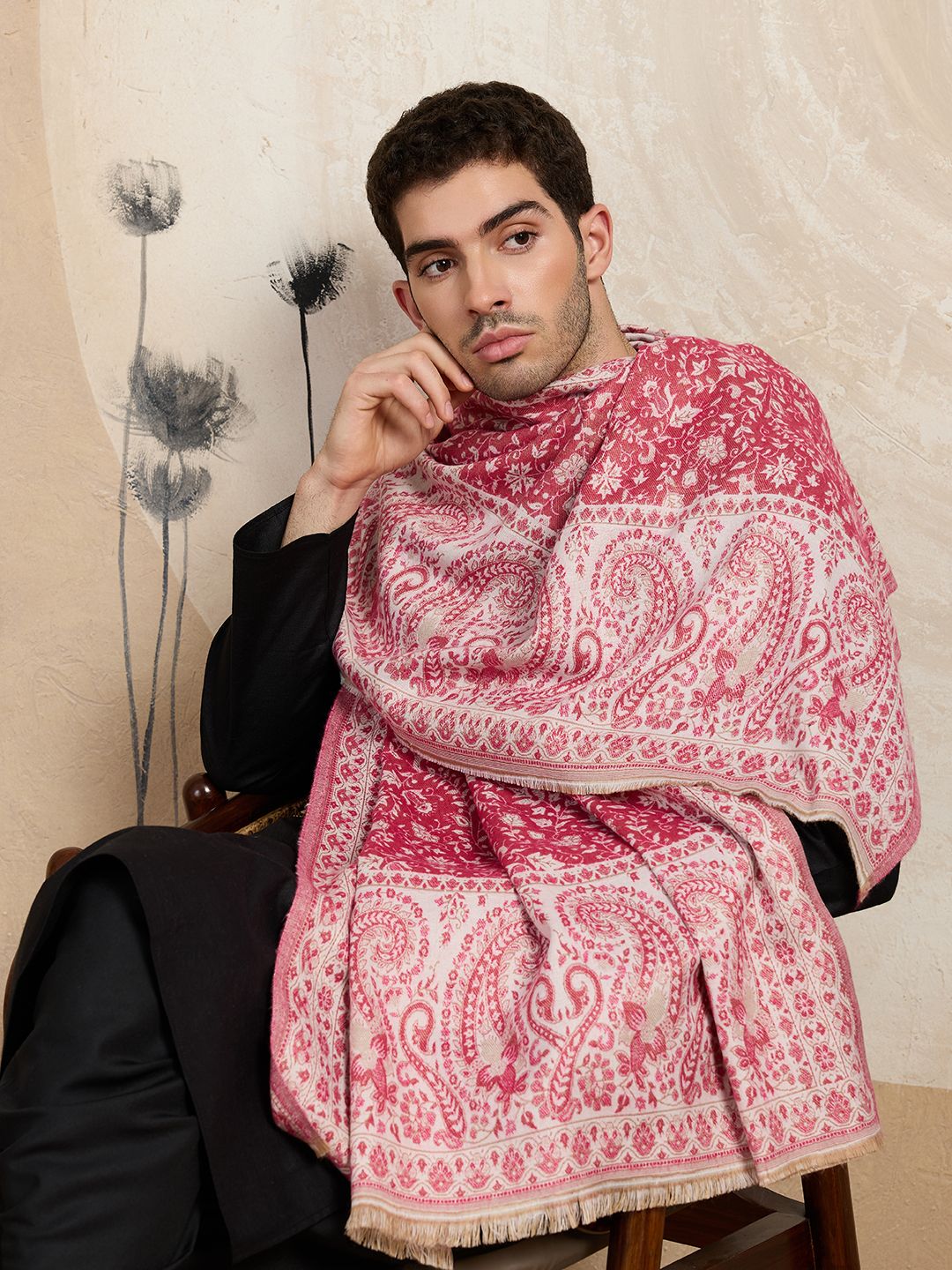 GREEN AGRITECH Acrylic, Wool Self Design Men Shawl-image-6