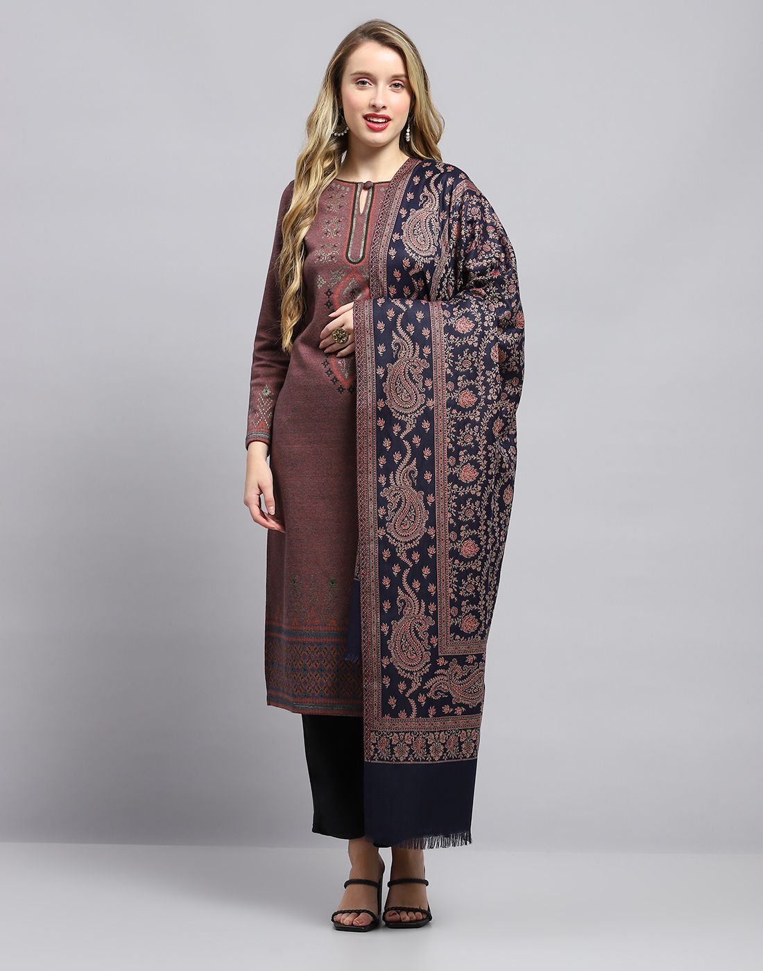 MONTE CARLO Wool Self Design Women Shawl-picture-12