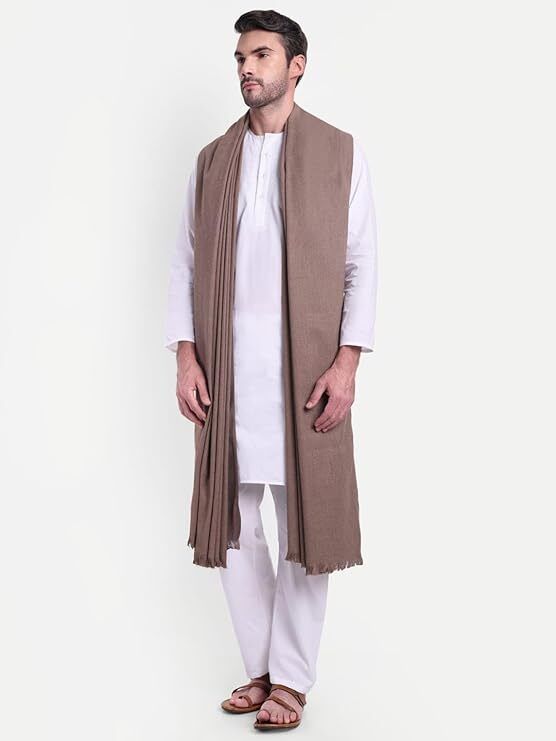 Kashmiri Thead Wool Self Design Men Shawl-picture-34