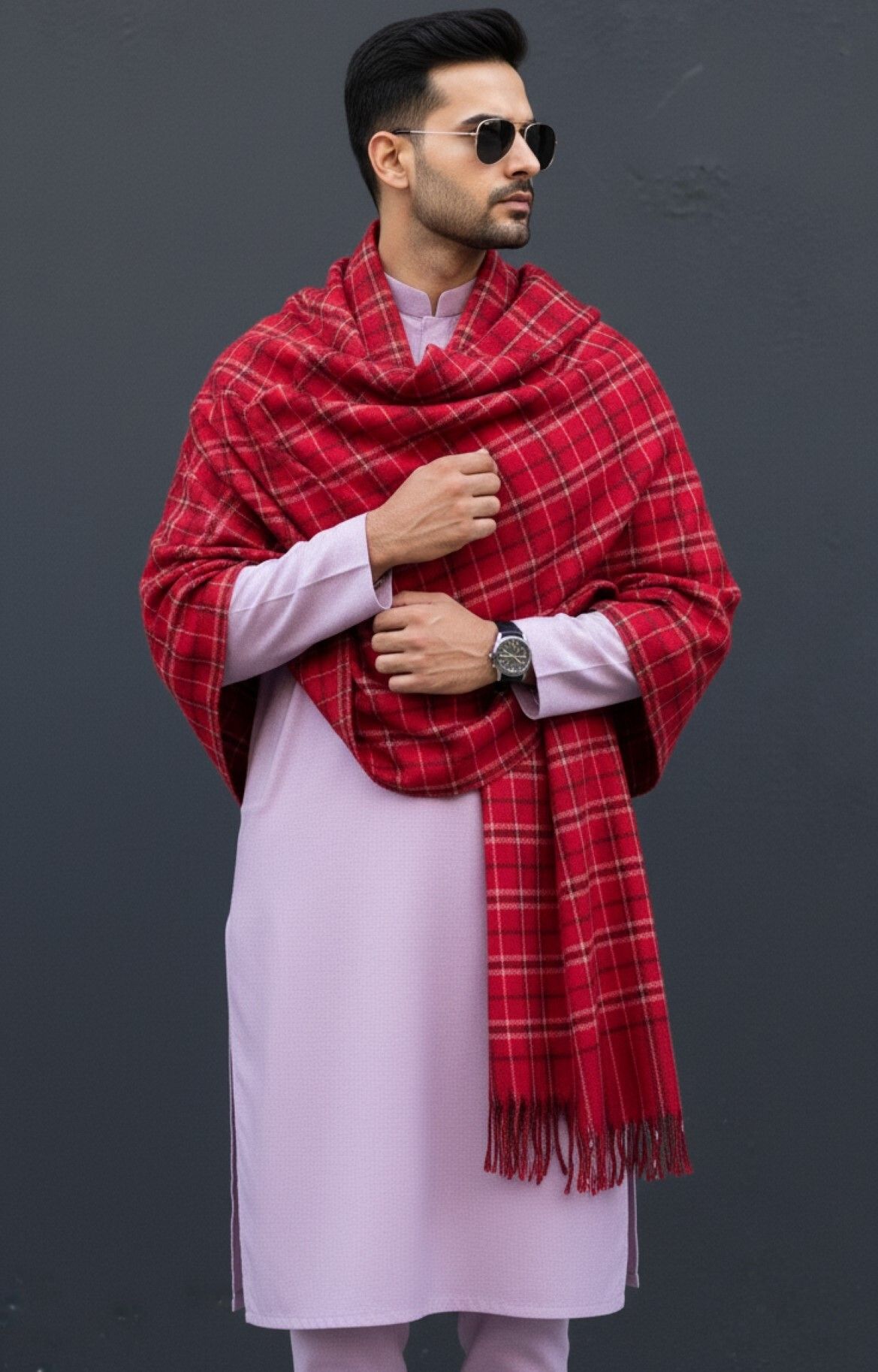 Sudako Acrylic Checkered Men Shawl-picture-29