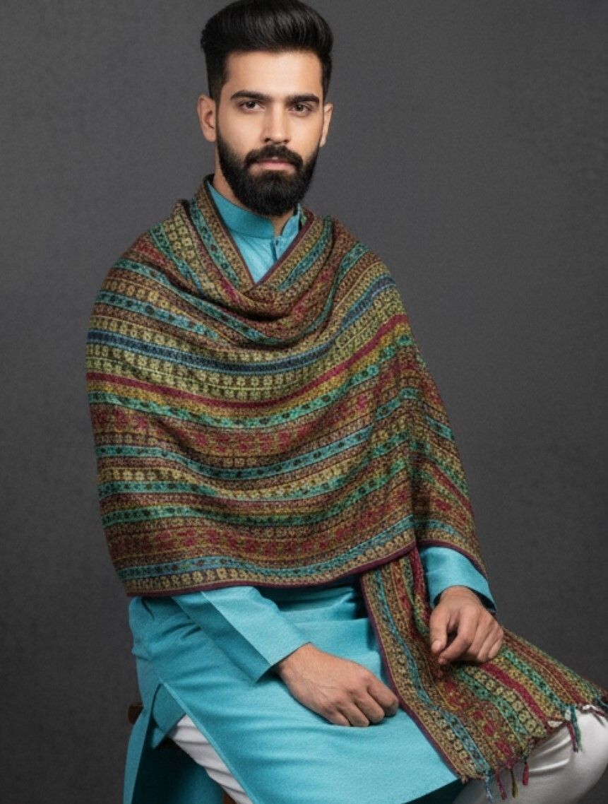 Sudako Acrylic Striped Men Shawl-picture-40