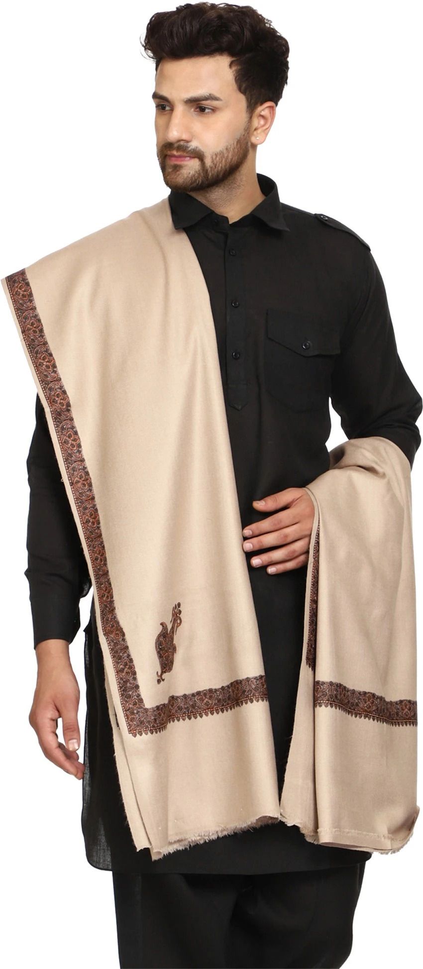 KASHMIRI TREND Wool Embroidered Men Shawl-picture-22