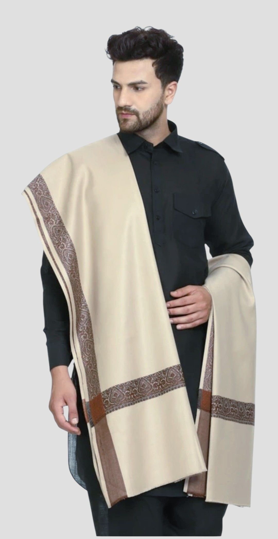 Pink World Wool Solid Men Shawl-image-36