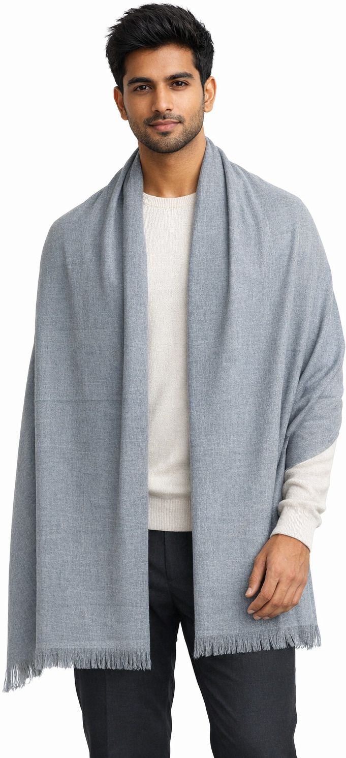 KASHMIRI HERITAGE Poly Cotton Solid Men Shawl-image-15