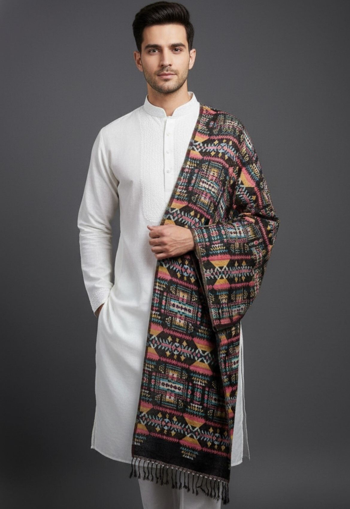 Sudako Acrylic Geometric Print Men Shawl-picture-38