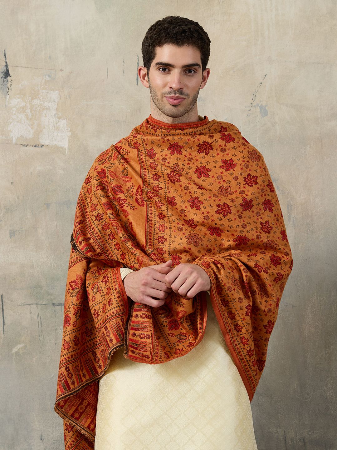 GREEN AGRITECH Acrylic, Wool Woven, Self Design Men Shawl