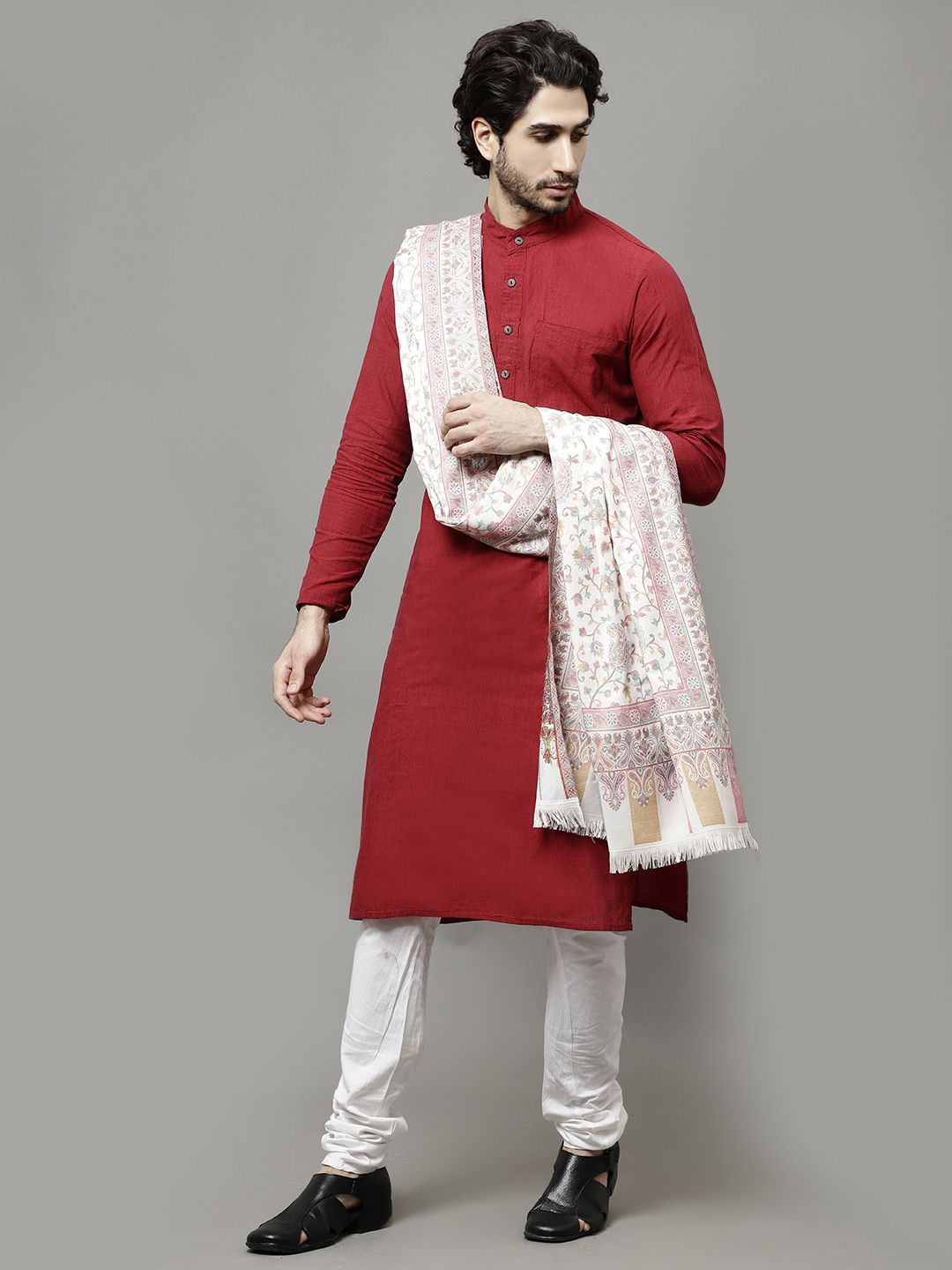 GREEN AGRITECH Polyester Wool Blend Woven Men Shawl