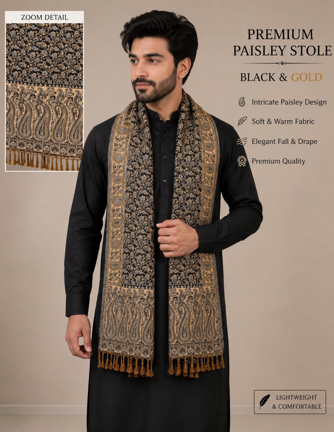 Noorfabric Acrylic Printed Men Shawl-image-11
