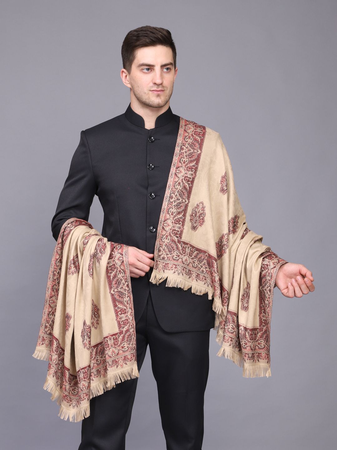 GREEN AGRITECH Polyester Wool Blend Woven Men Shawl-image-45