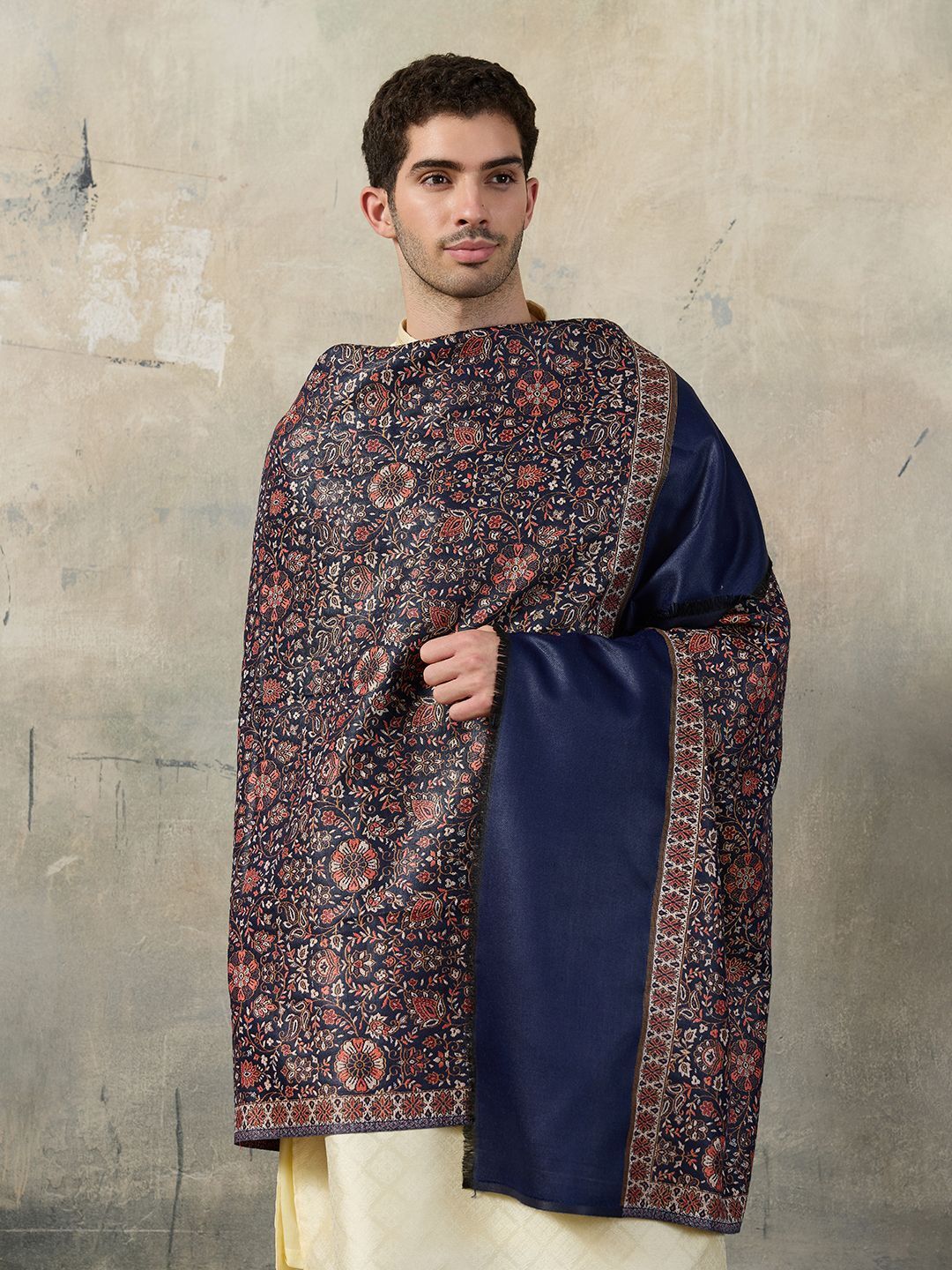 GREEN AGRITECH Polyester Wool Blend Woven, Self Design Men Shawl