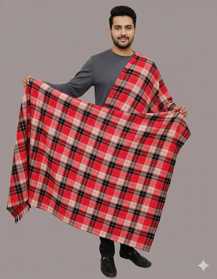 KAVIM Wool Checkered Men Shawl-picture-43