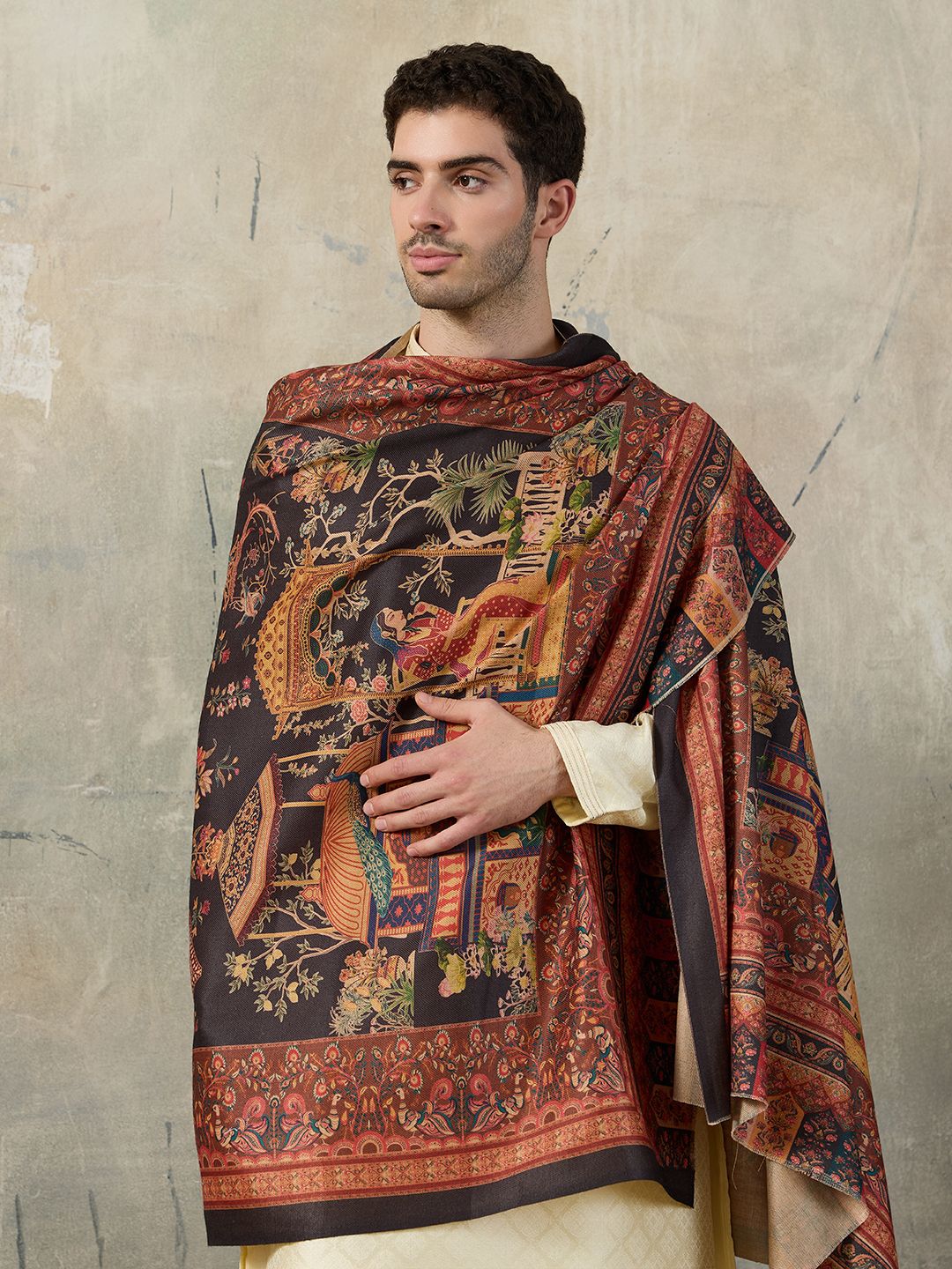 GREEN AGRITECH Acrylic, Wool Woven, Graphic Print Men Shawl