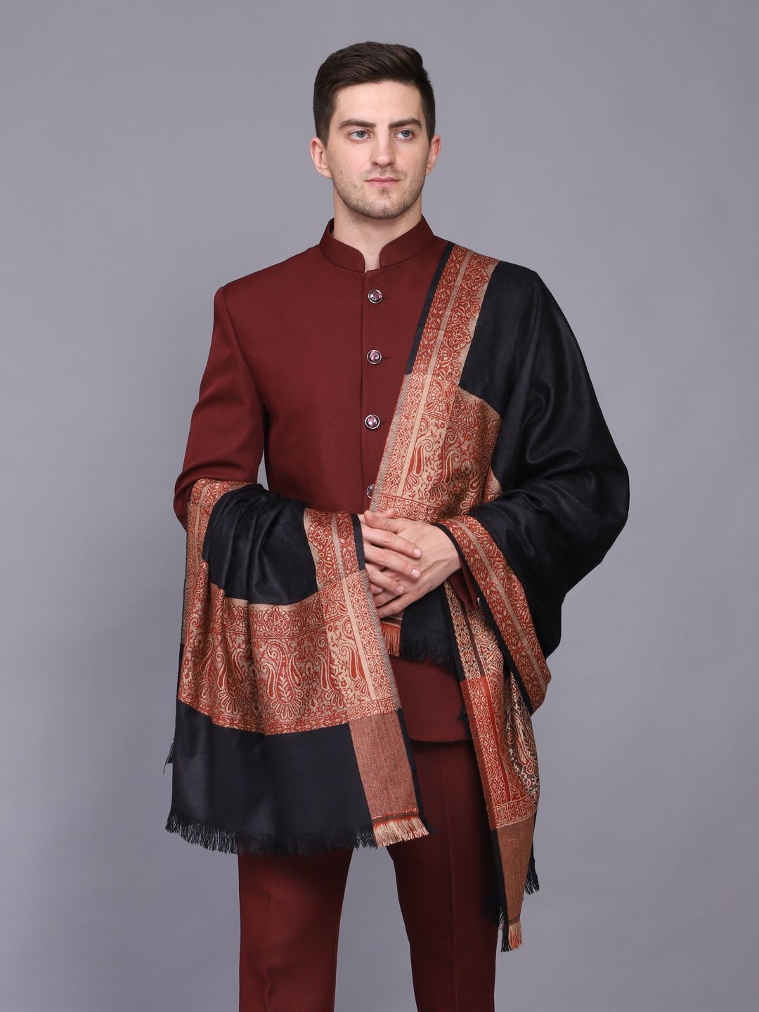 GREEN AGRITECH Acrylic Woven Men Shawl