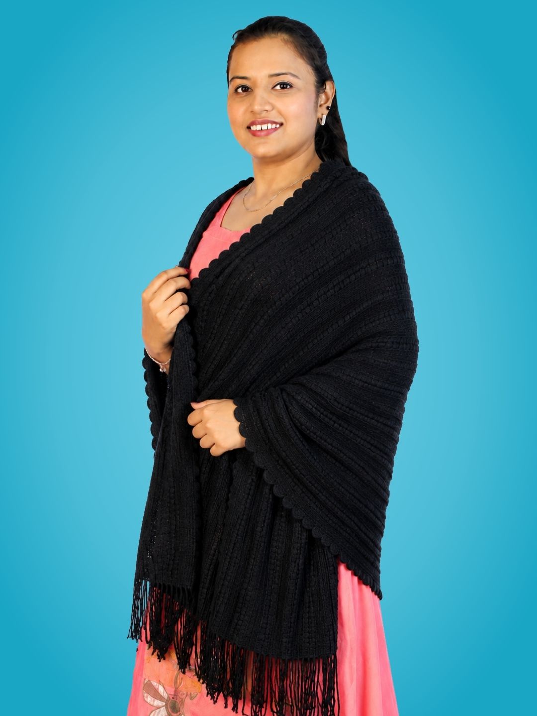 Pick Ur Needs Wool Self Design Women Shawl-picture-30