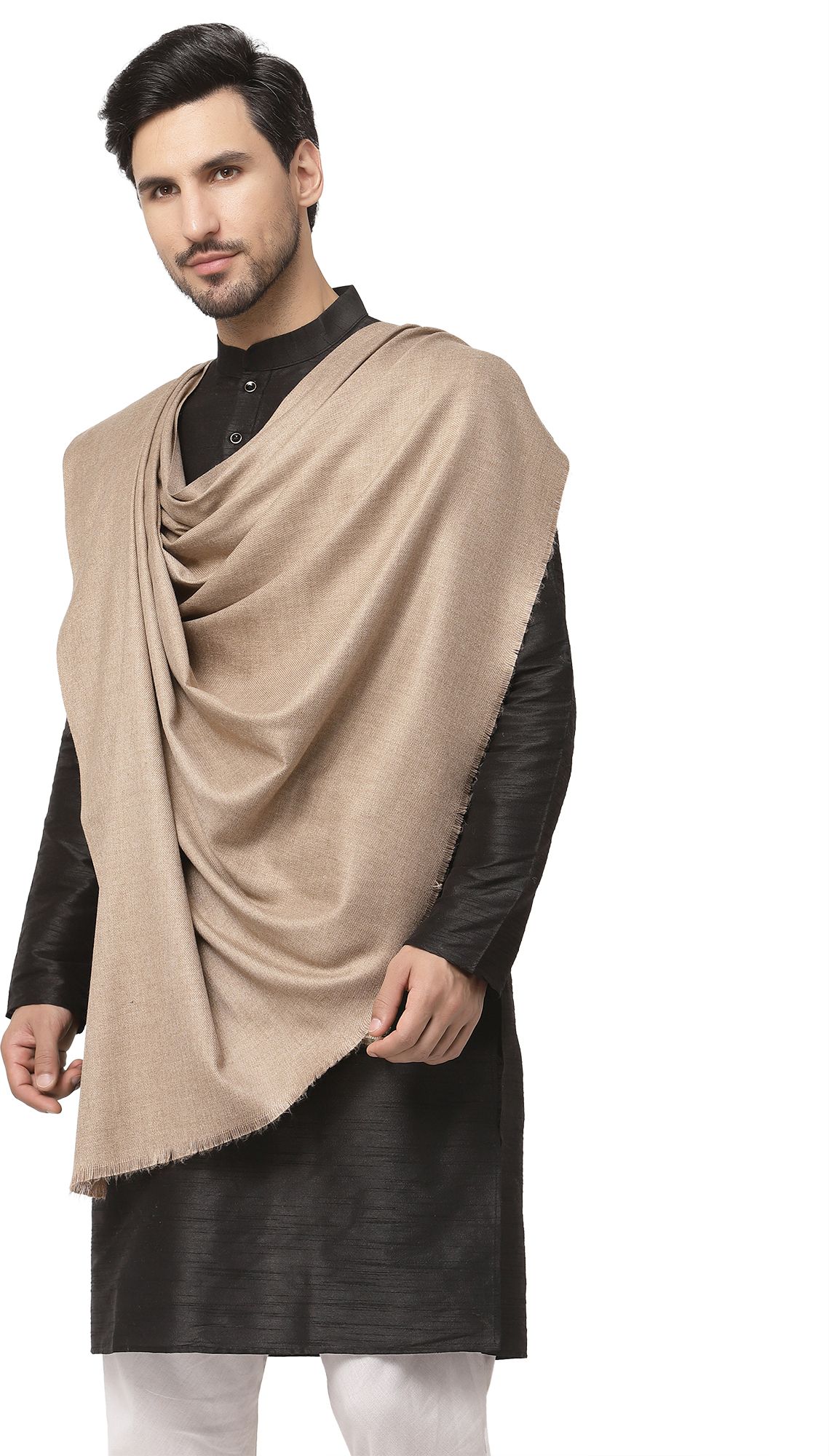 WEAVERS VILLA Polyester Wool Blend Solid Men Shawl-image-41