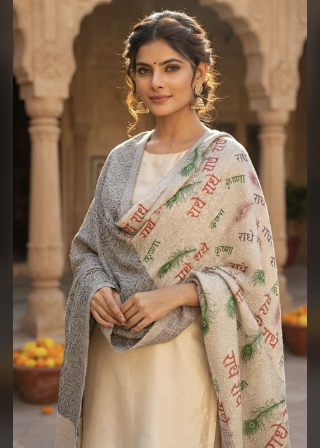 H doble dotts Poly Cotton Self Design Women, Men Shawl-image-20