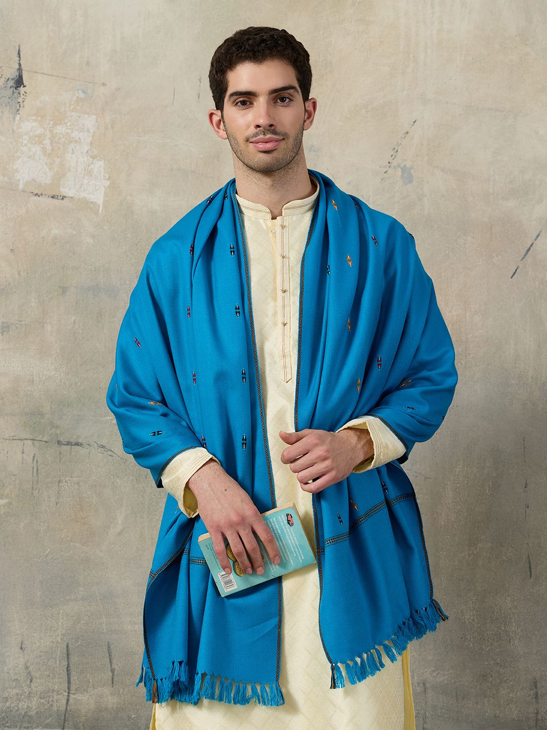 GREEN AGRITECH Acrylic, Wool Woven, Self Design Men Shawl-image-38