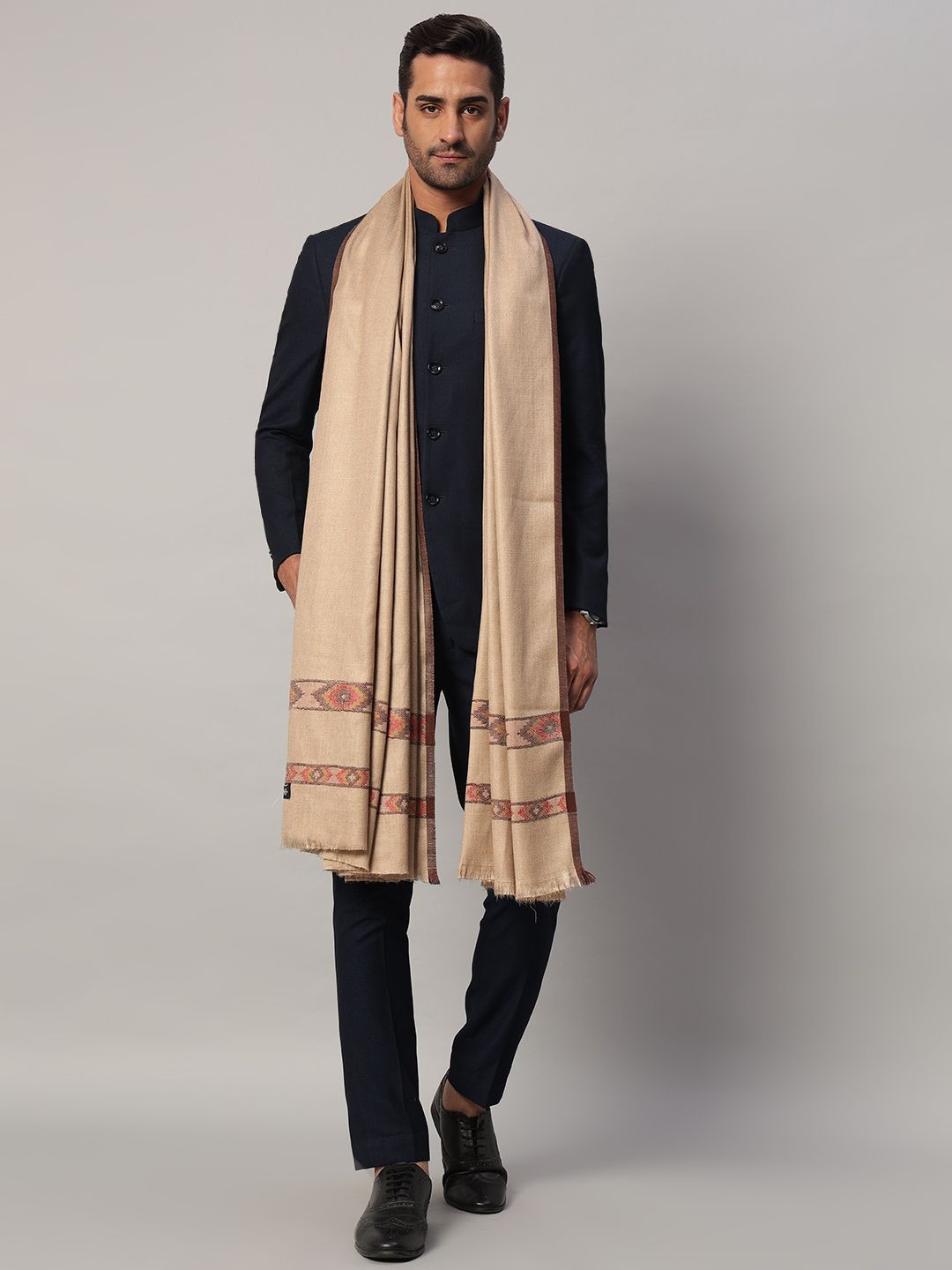 Ravaiyaa - Attitude Is Everything Wool Solid Men Shawl-picture-15