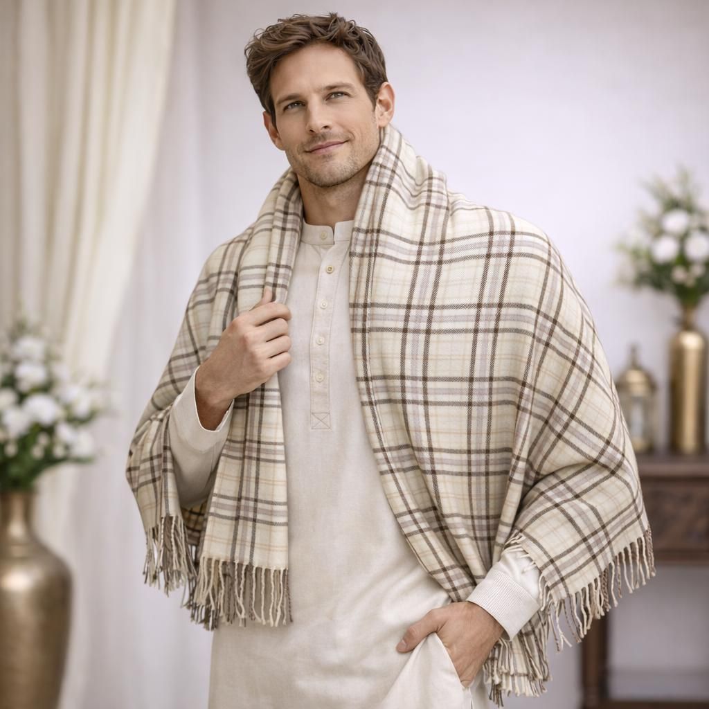 PRIMERISE Wool Checkered Men Shawl-picture-26