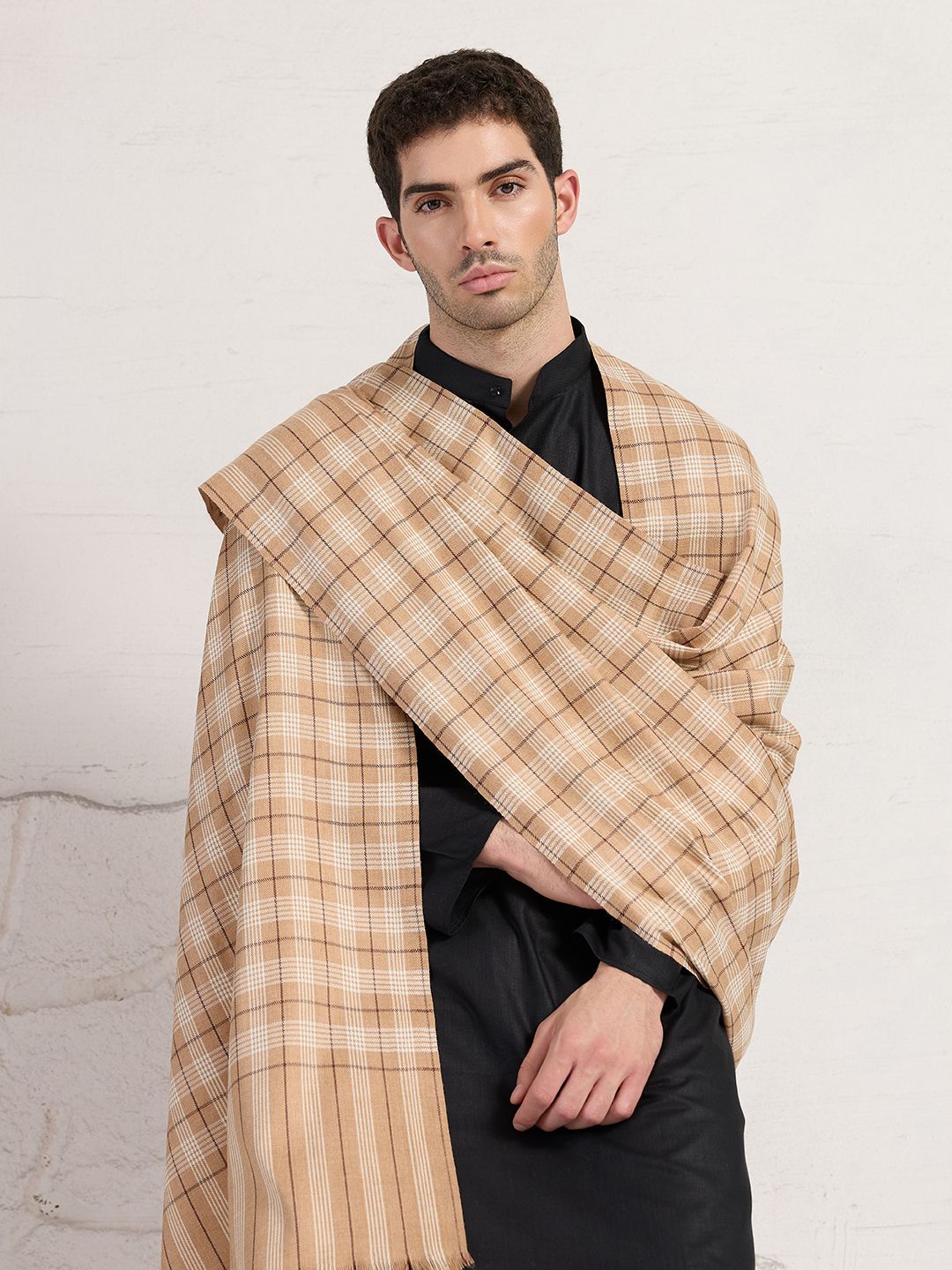 GREEN AGRITECH Acrylic, Wool Woven, Checkered Men Shawl