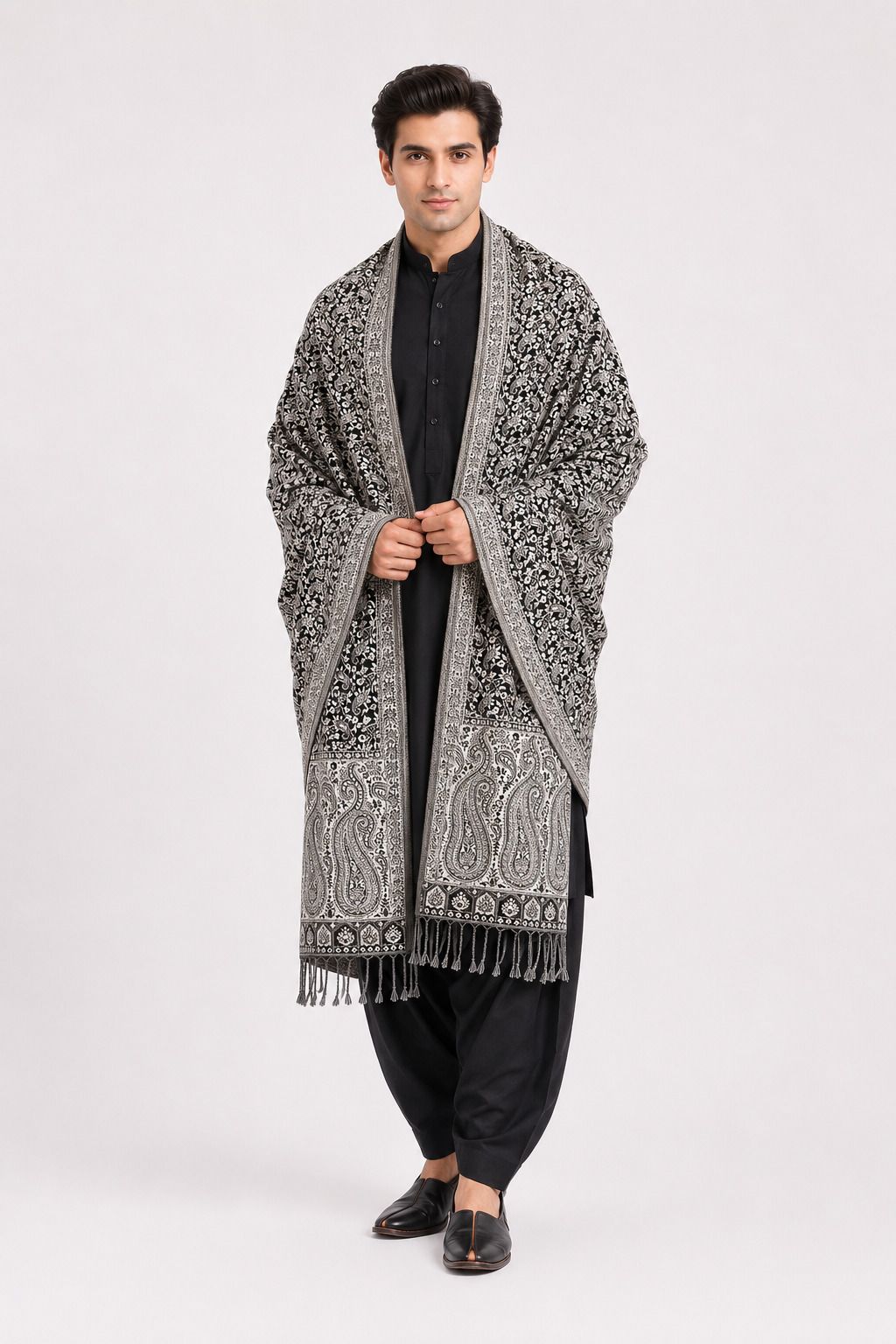 WOOLOASIS Wool Paisley Men Shawl-picture-14