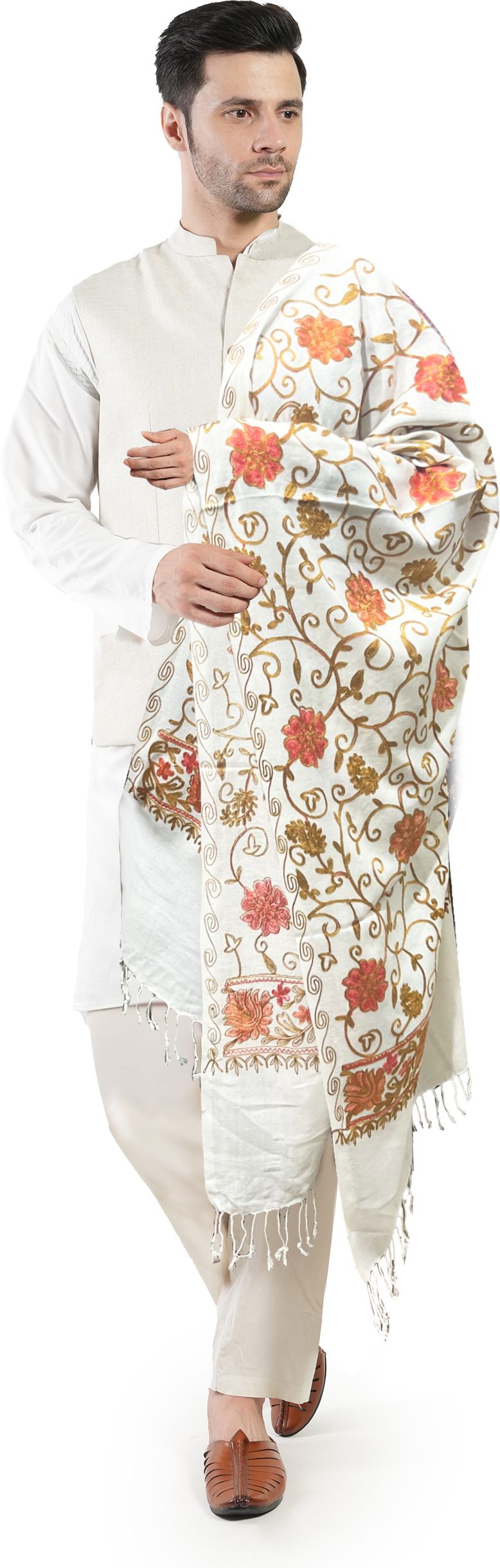 Life and style Wool Floral Print Men Shawl-picture-21